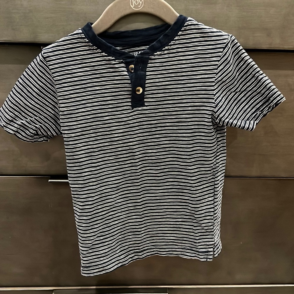Blue and white striped Henley